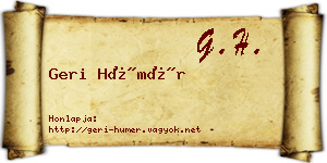 Geri Hümér névjegykártya